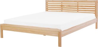 Beliani Beliani - Cama De Madera Clara 180 X 200 Cm Cabecero De Listones Carnac