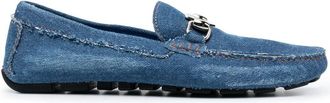 Philipp Plein denim slip-on moccasins - men - Calf Leather/Cotton/Rubber/Metal - 40 - Blue