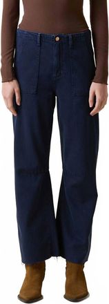 LE JEAN Utility Soft Barrel Mid Rise Jeans In Sandwashed Navy