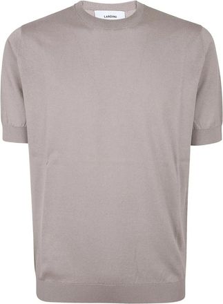 Lardini Crew Neck Short-Sleeve Knit - Heren - Ronde hals truien - Grijs - L - Katoen - Truien & Vesten
