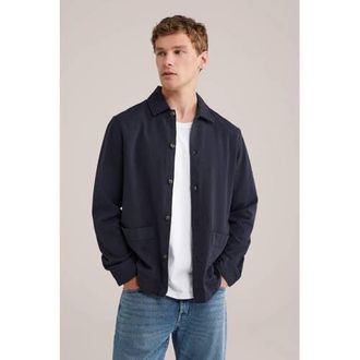 WE Fashion overshirt met textuur donkerblauw