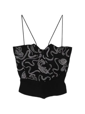 Iro Black Embellished V Neck Top