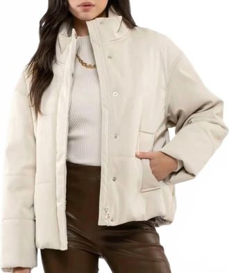 Moon River Turtle Neck Jacket In Beige