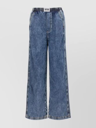 Moschino embroidered denim wide-leg trousers