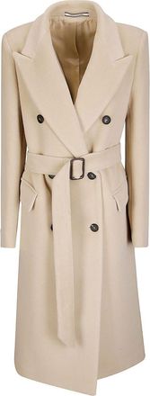 Tagliatore Womens Wool Double-breasted Coat - Ivory - Size EU 46 (Womens)