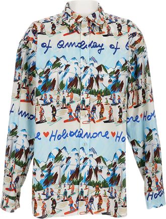 Alessandro Enriquez Relaxed-Fit Cotton Shirt With Multicolor Ski Print
