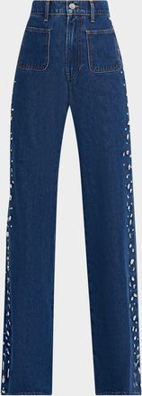 Veronica Beard Kasey Embellished Mid-Rise Jeans