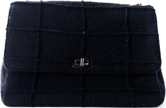 Chanel Timeless - Classic Double Flap Bag Quilted Tweed Black Synthetic Bag (Pre-Owned)