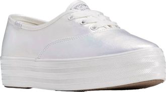 Keds Womens Point Pearlized Lace Up Sneaker In White