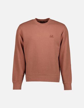 C.P. Company Mens Brushed Fleece Resist Dyed Logo Sweat - Brown - Size: 46