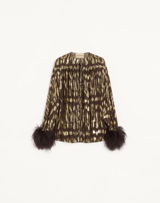 Valentino Shirt In Gattocivetta Fauve &Eacute;clat Lurex Jacquard Wo