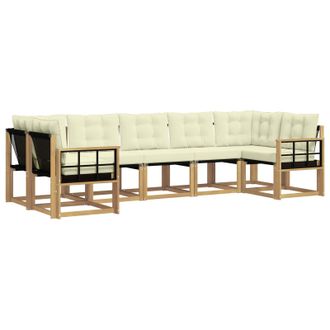 vidaXL Conjunto De Sof&aacute;s De Exterior Con Coj&iacute;n 7 Pcs Blanco Y Crema Vidaxl