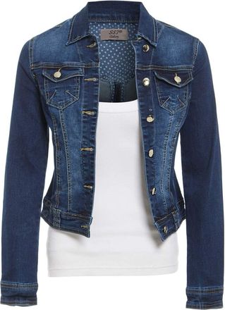 SS7 Womens Stretch Denim Button Detail Ladies Jacket Indigo Jean Jackets Blue Sizes 8-18 (12, Indigo)