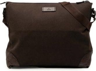 Gucci 2000-2015 Guccissima canvas crossbodytas met afwerking - Bruin