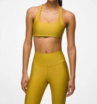 Prana Sculpt Deep Breath Sports Bra In Golden Leaf