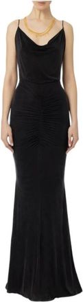 Elisabetta Franchi Red carpet jurk in gedrapeerde cupro jersey - Dames - Avondkleed - Zwart - L - Kleedjes
