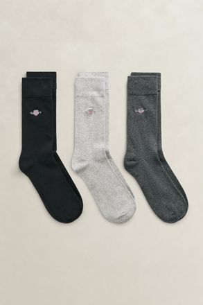 GANT Men 3-Pack Shield Socks (40-42) CHARCOAL MELANGE