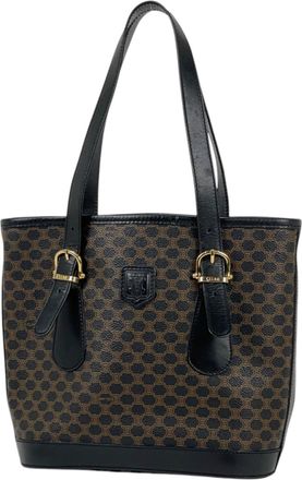 Celine Macadam Black Coated Canvas Leather Tote Bag (Pre-Owned)