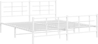 vidaXL Metal Bed Frame without Mattress with Footboard White 183x213cm Vidaxl