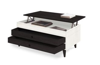 HOGAR 24 Mesa centro elevable madera dos cajones deslizantes, blanco y negro