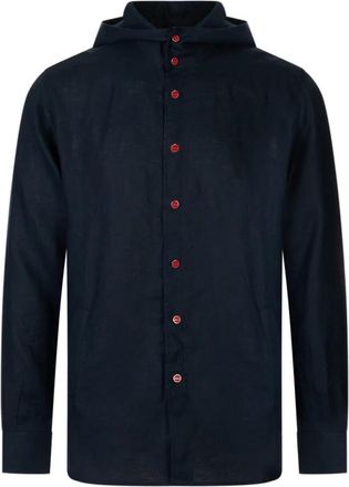 Kiton Mariano Camicia - Heren - Casual Overhemden - Blauw - L - Katoen - Overhemden