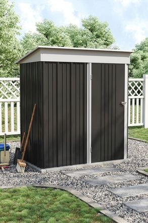 H&O Direct 3X5 ft Metal Outdoor Tool Storage Shed with Shelves in Black