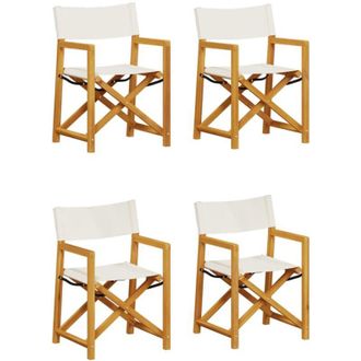 vidaXL Sillas De Jard&iacute;n Plegables 4 Unidades Tela Blanco Crema