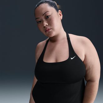 Nike Womens Swim Essential Square Neck Tank Topini (Extended Sizing) in Black | NESSF337-001