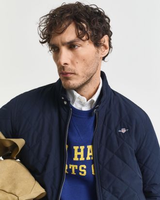 GANT Steppjacke GANT QUILTED WINDCHEATER, Herren, Gr. XXL, blau (evening blau), Web, Obermaterial: 100% Polyester, Rautenmuster, regular fit h&uuml;ftlang, hoch