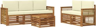 vidaXL Conjunto De Sof&aacute;s De Exterior 6 Uds. Natural Y Crema Vidaxl