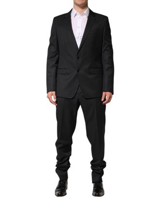 Dolce & Gabbana Dark Gray Wool Single Breasted 2 Piece Mens Suit