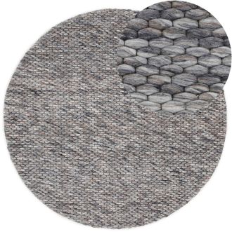 Carpetfine Wollteppich »Sina« rund 14 mm Höhe grobe Struktur, Zeitloses Design, reine Wolle, Wohnzimmer
