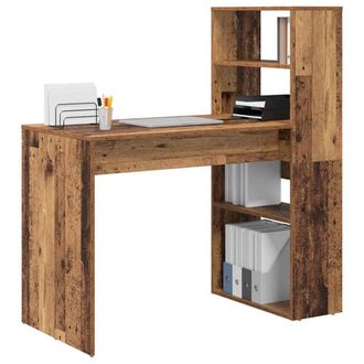 Berkfield Home Modern Desk with Storage Old Wood 113x54x120 cm Engineered Wood | Size: 113 x 54 x 120 cm