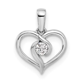 Diamond2Deal 14K White Gold Lab Grown Diamond Heart Pendant (0.1ct, VS, G-H)