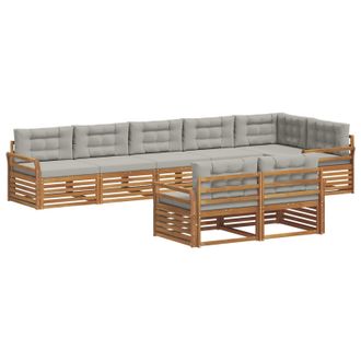 vidaXL Set Di Divani Da Esterno 8 Pz Grigio Naturale E Chiaro Vidaxl