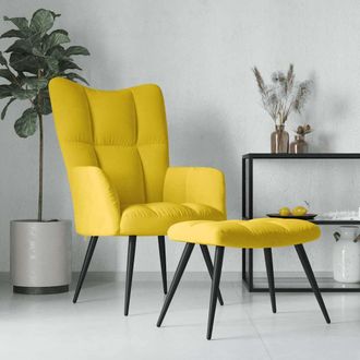vidaXL Vidaxl - Sill&oacute;n De Relax Con Taburete Terciopelo Amarillo Mostaza