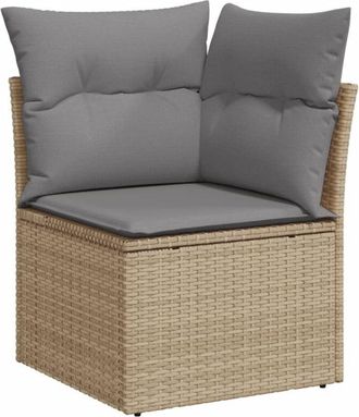 vidaXL Sill&oacute;n De Esquina De Jard&iacute;n Con Cojines Rat&aacute;n Sint&eacute;tico Beige Vidaxl