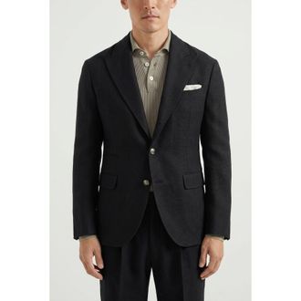 Brunello Cucinelli Black Linen Wool Tailored Blazer, Brand Size 46 (US Size 36)