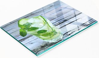 OEM Tabla De Cocina De Vidrio Duradera Y Elegante Con Estampado De Pepinos De Agua, 80x52 Cm