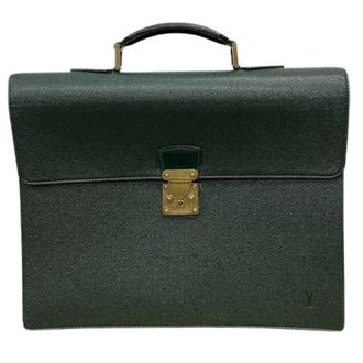 Louis Vuitton Pre-owned Handbags, male, Green, Size: ONE SIZE Pre-owned Serviette Clad Leather Briefcase