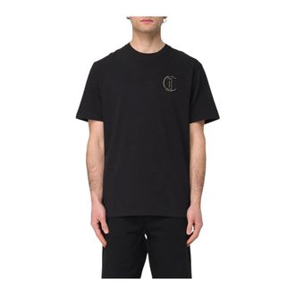Just Cavalli T-Shirts, male, Black, Size: 2XL Embroidered Logo TShirt