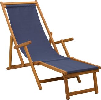 vidaXL Tumbona Plegable 3 Posici&oacute;n Madera De Eucalipto Maciza Azul Vidaxl