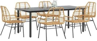 vidaXL Juego De Comedor De Jard&iacute;n 7 Pzas Rat&aacute;n Pe Marr&oacute;n Vidaxl