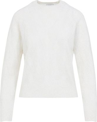 PESERICO Natural White Alpaca Braid White Sweater-Donna