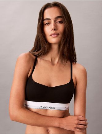 Calvin Klein Womens Icon Cotton Modal Lightly Lined Bralette - Black - XXS