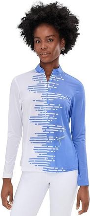 Jamie Sadock Sunsense Positive Negative Long Sleeve Quarter Zip Womens Clothing 1 : LG, Polyester/Spandex