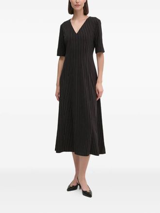 DKNY Abito midi con scollo a V - Nero