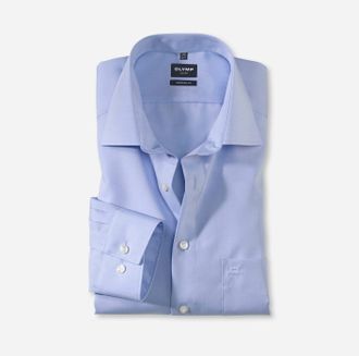 Olymp Businesshemd OLYMP Luxor modern fit, Herren, Gr. 37, N-Gr, blau (bleu), Web, Obermaterial: 100% Baumwolle, Hemden Businesshemd