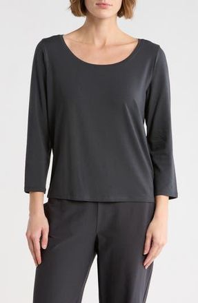 Eileen Fisher Scoop Neck Stretch Jersey Shirt in Graphite at Nordstrom Rack, Size Xx-Small