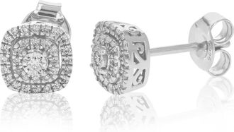 Vir Jewels 1/4 cttw Round Cut Lab Grown Diamond Stud Earrings Square Shape.925 Sterling Silver Prong Set